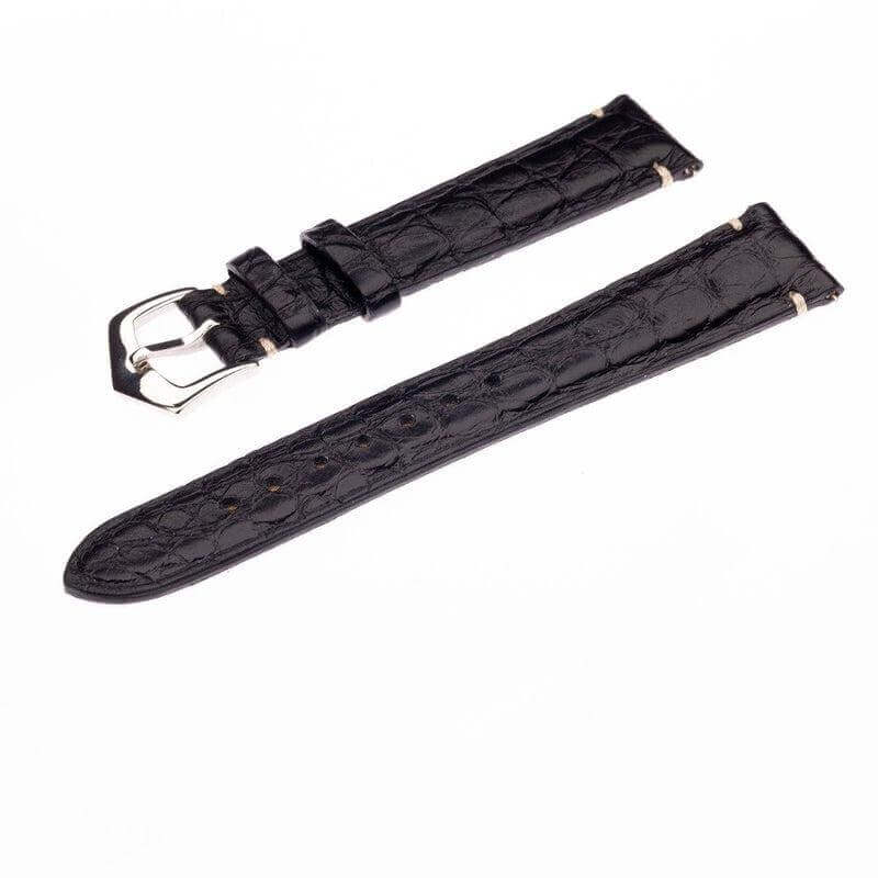 Apple Watch Leather Band ™ Black Alligator Minimal Stitches