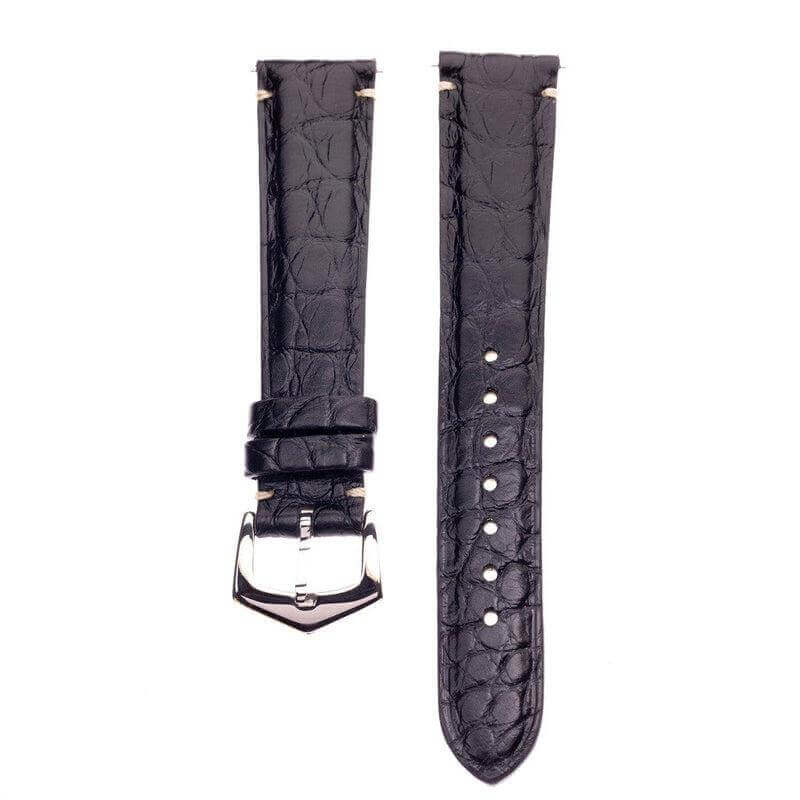 Apple Watch Leather Band ™ Black Alligator Minimal Stitches