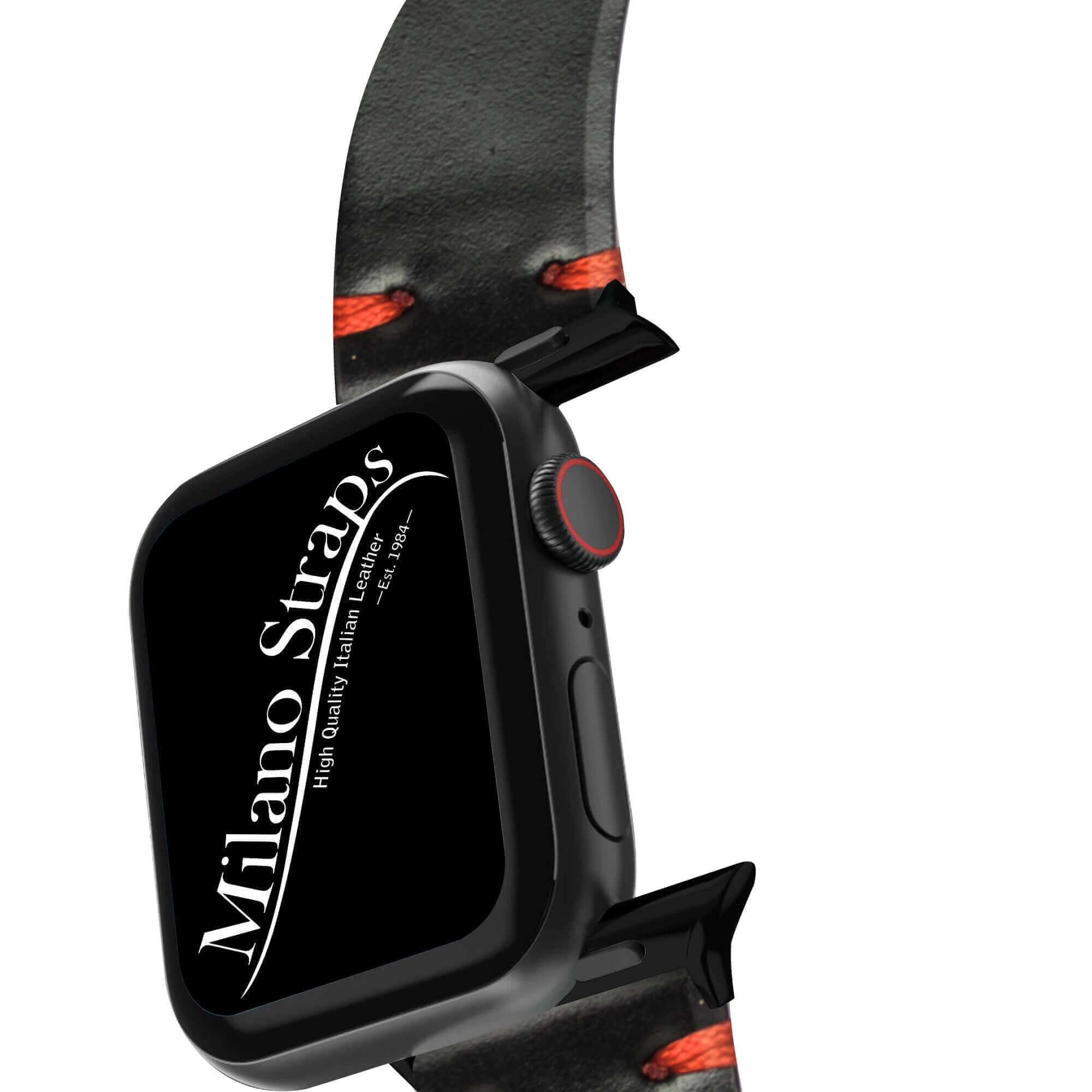 Apple Watch Leather Band ™ Black Cordovan Red Stitches