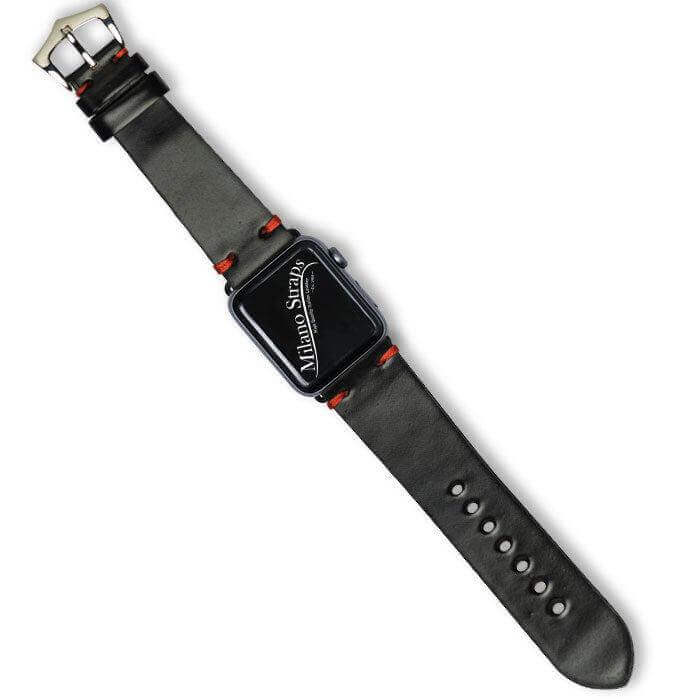 Apple Watch Leather Band ™ Black Cordovan Red Stitches