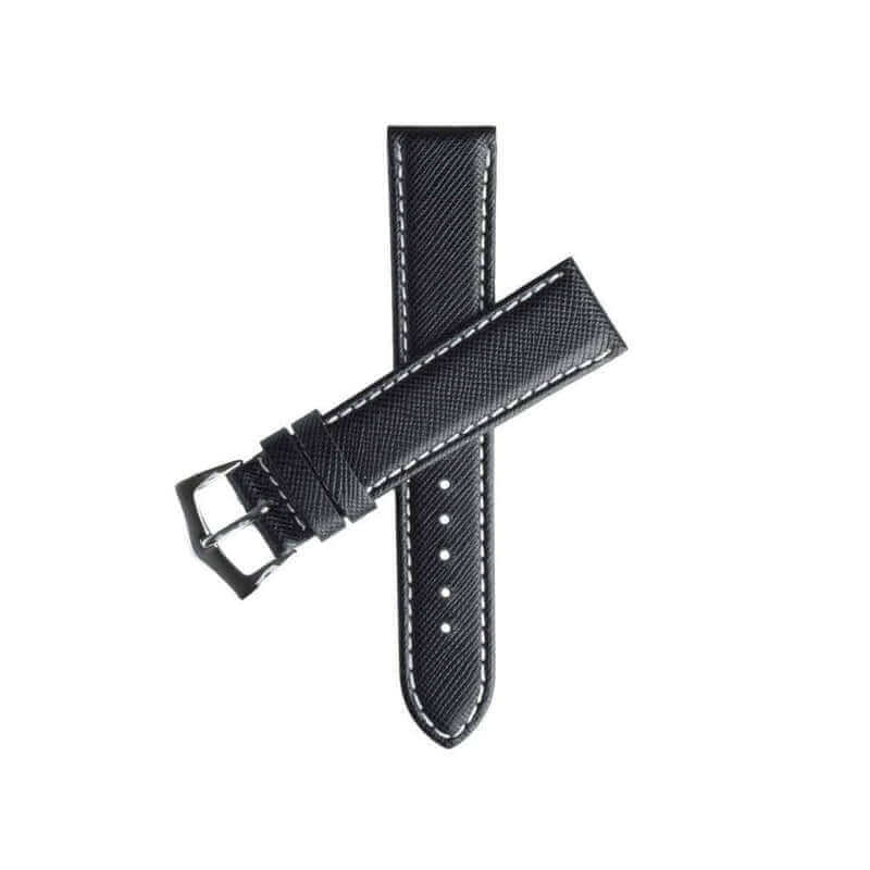 Apple Watch Leather Band ™ Black Saffiano Ecru Stitches