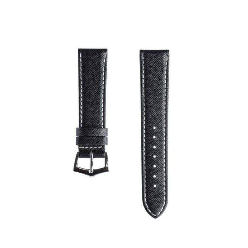 Apple Watch Leather Band ™ Black Saffiano Ecru Stitches