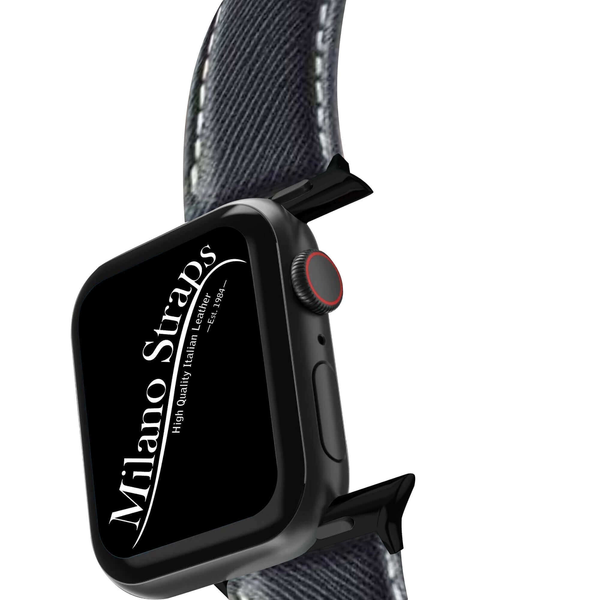 Apple Watch Leather Band ™ Black Saffiano Ecru Stitches