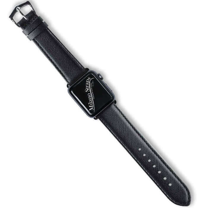 Apple Watch Leather Band ™ Black Saffiano Tone Stitches