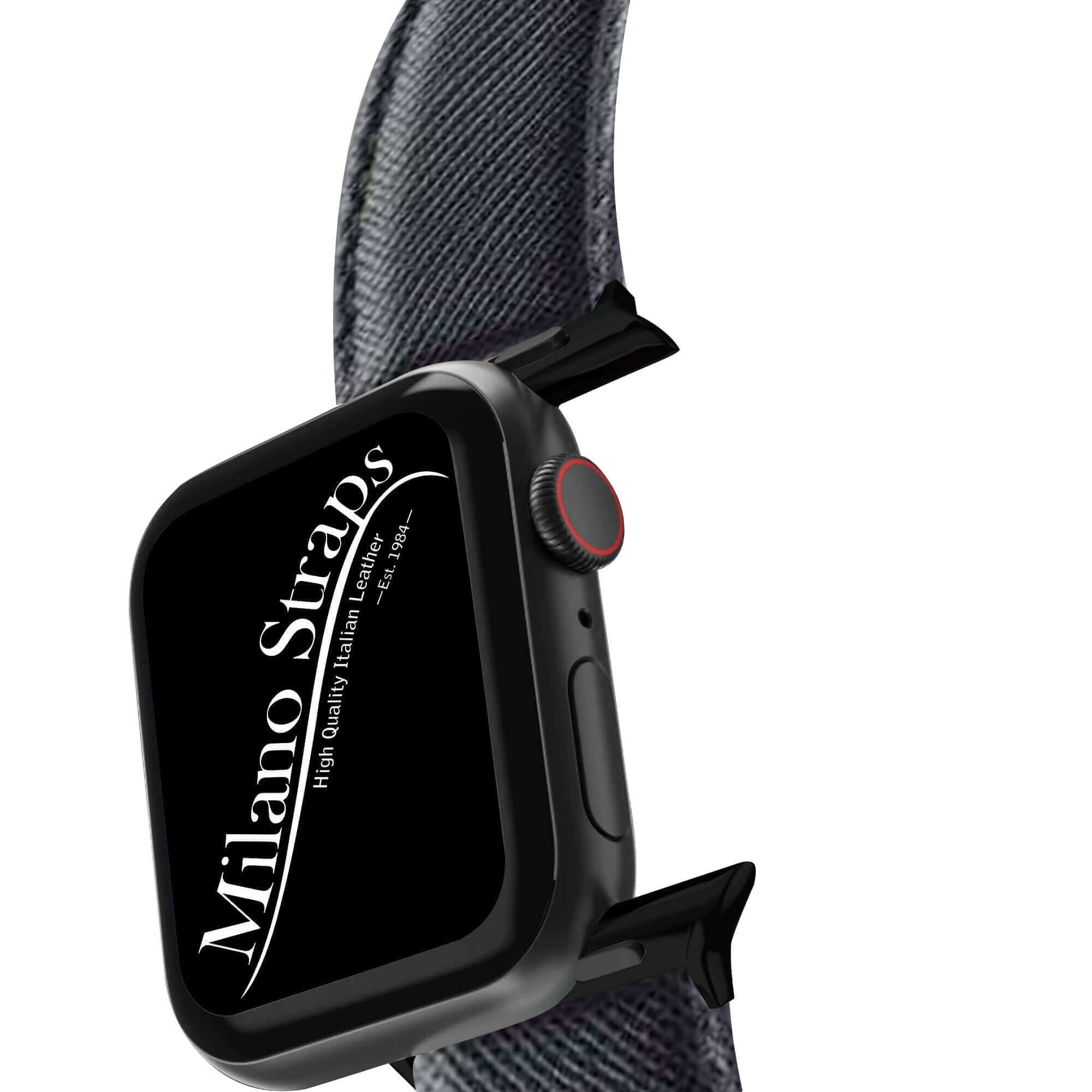 Apple Watch Leather Band ™ Black Saffiano Tone Stitches