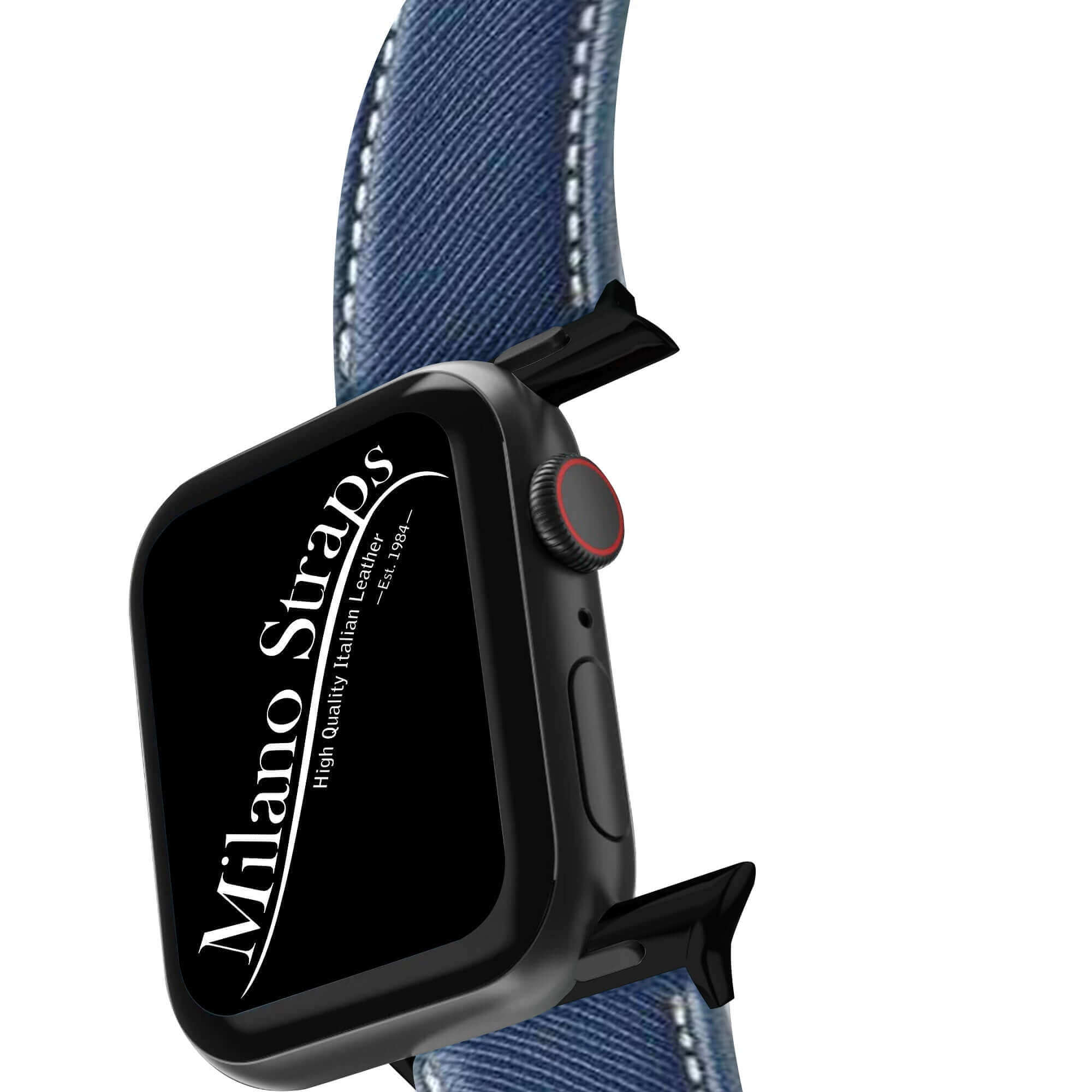 Apple Watch Leather Band ™ Blue Saffiano Ecru Stitches