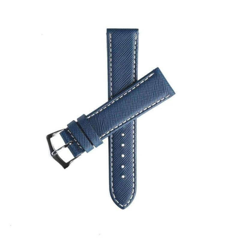 Apple Watch Leather Band ™ Blue Saffiano Ecru Stitches