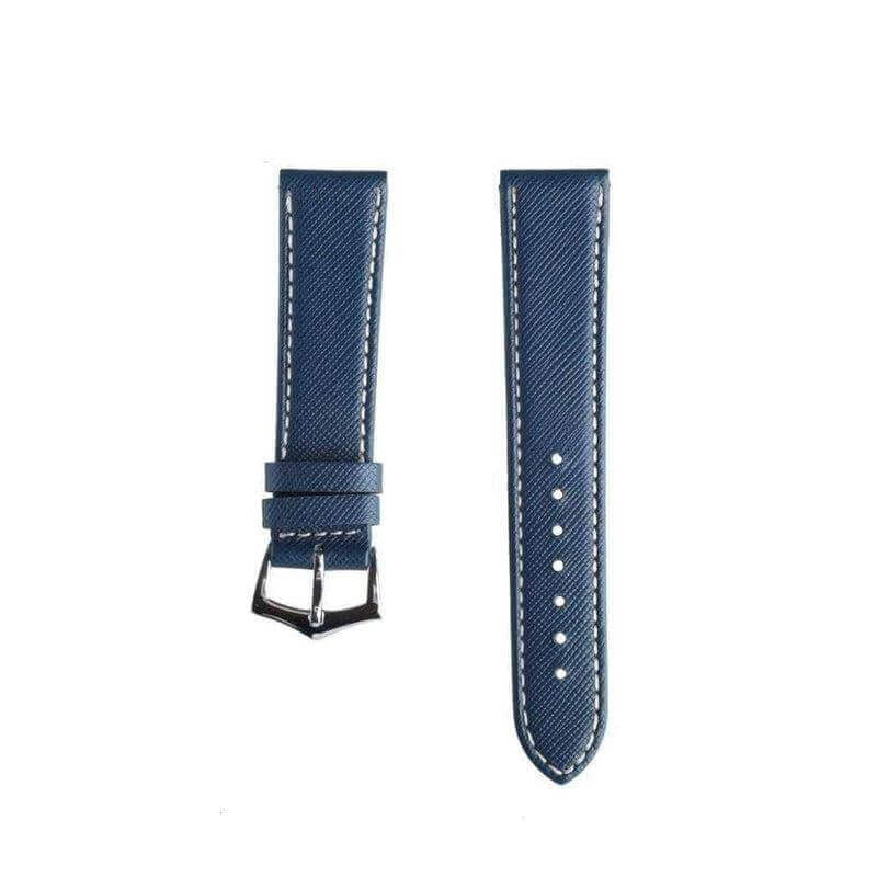 Apple Watch Leather Band ™ Blue Saffiano Ecru Stitches