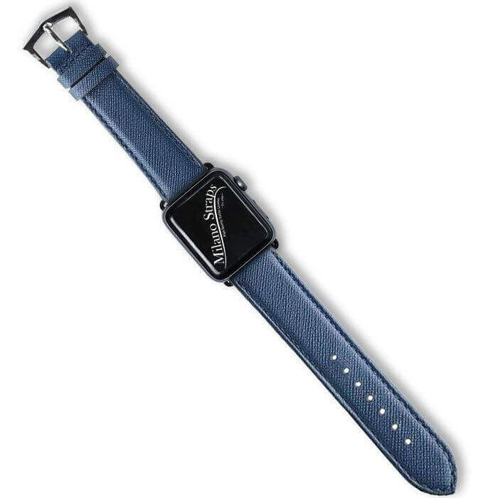 Apple Watch Leather Band ™ Blue Saffiano Tone Stitches