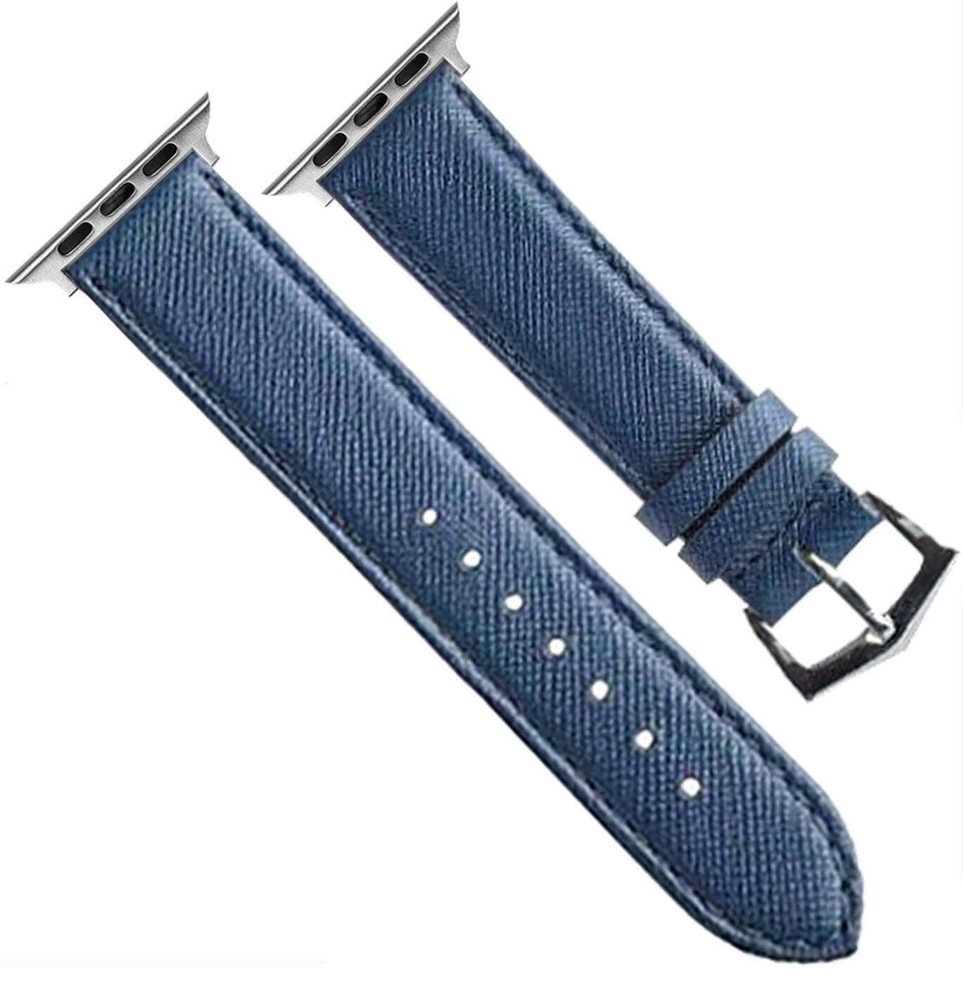 Apple Watch Leather Band ™ Blue Saffiano Tone Stitches