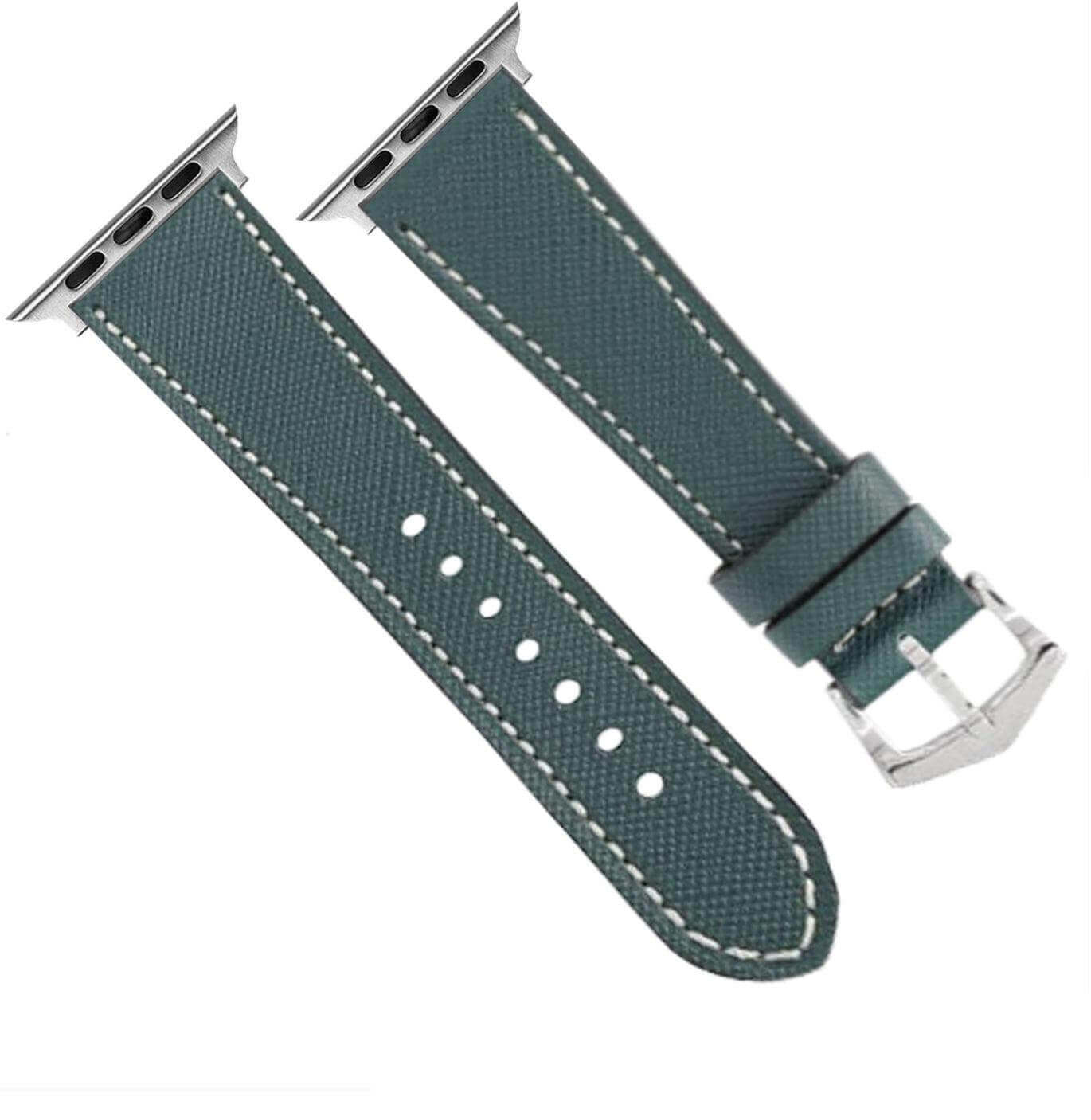 Apple Watch Leather Band ™ Green Saffiano Tone Stitches