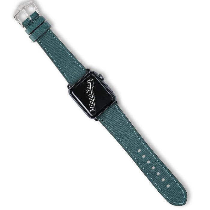Apple Watch Leather Band ™ Green Saffiano Tone Stitches