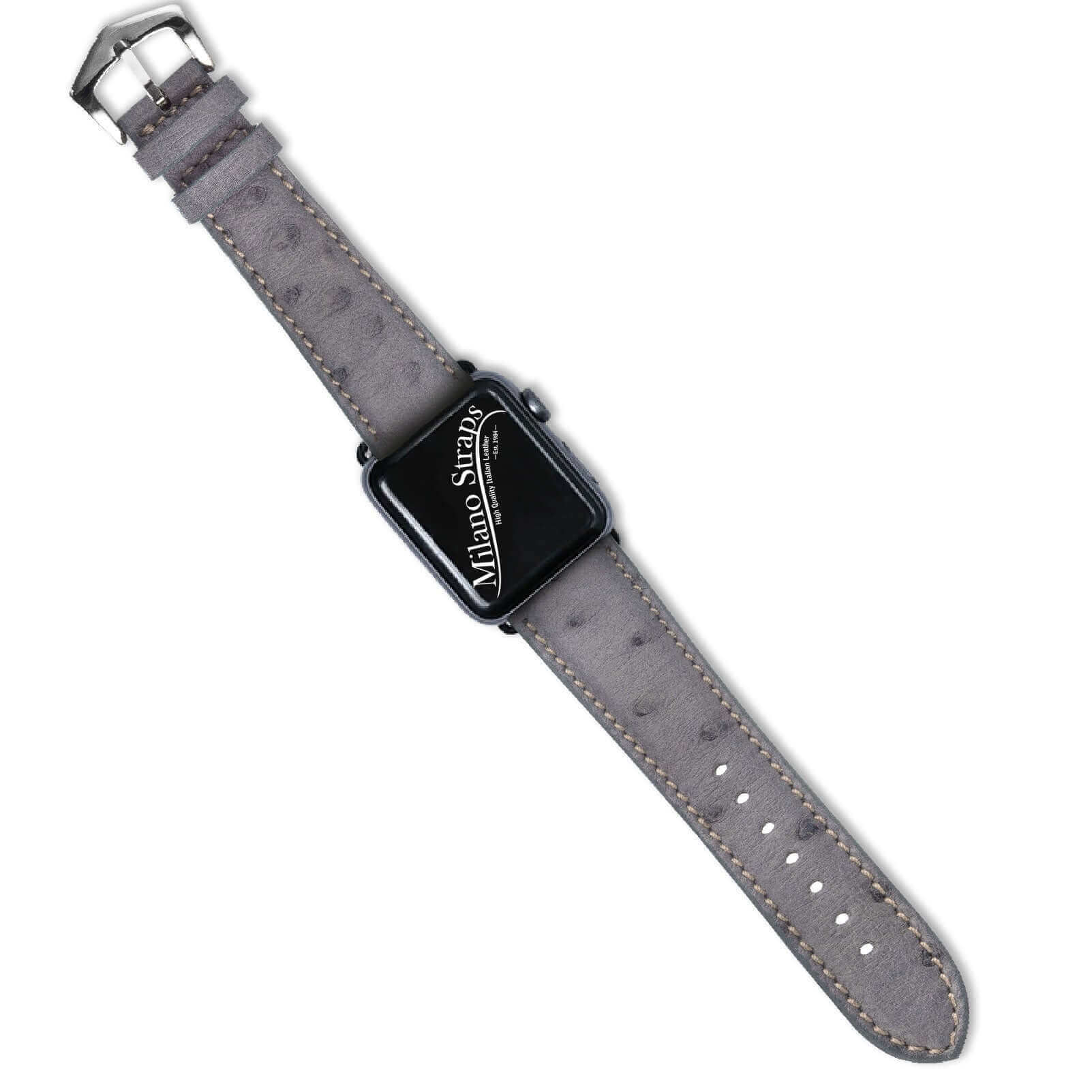 Apple Watch Leather Band ™ Gray Ostrich Leather Strap