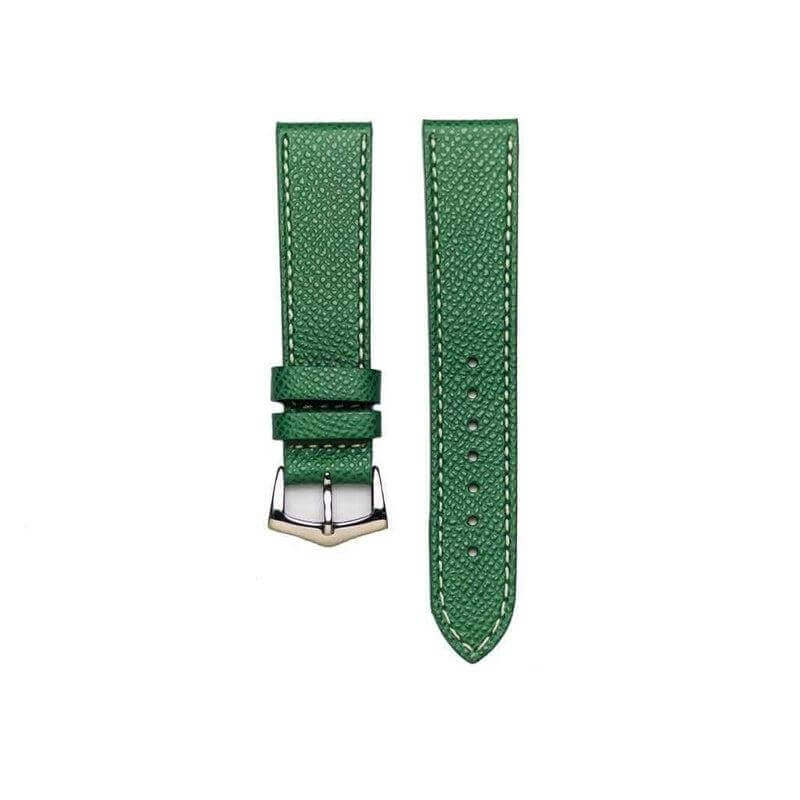 Apple Watch Leather Band ™ Hammered Green Ecru Stitches