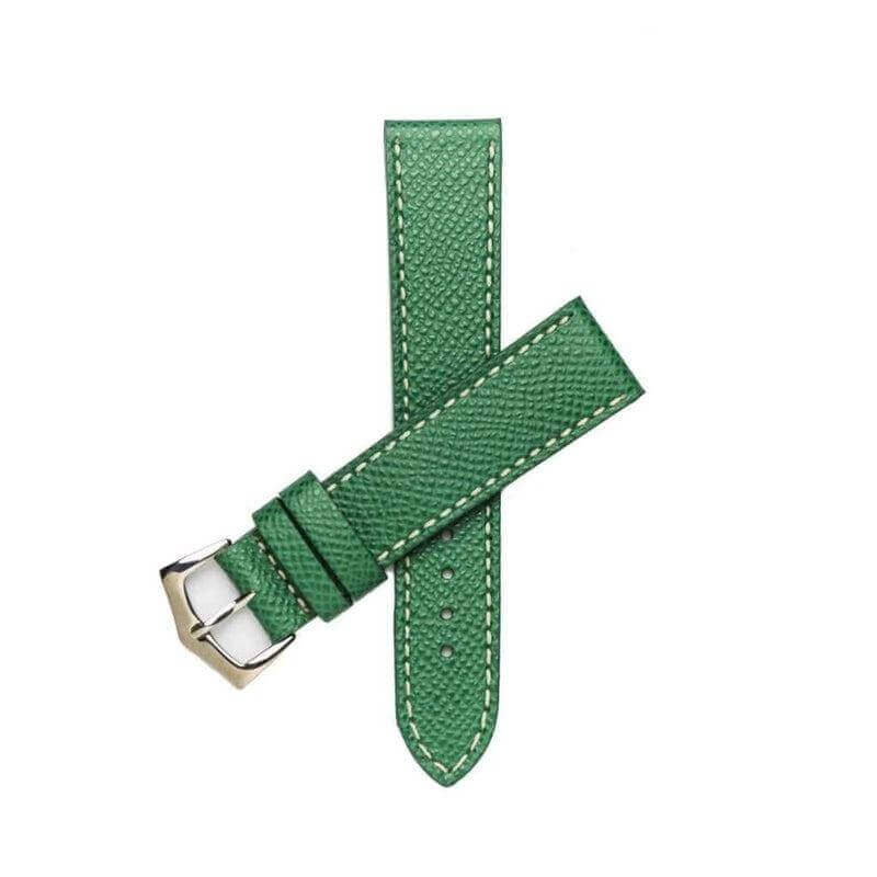 Apple Watch Leather Band ™ Hammered Green Ecru Stitches