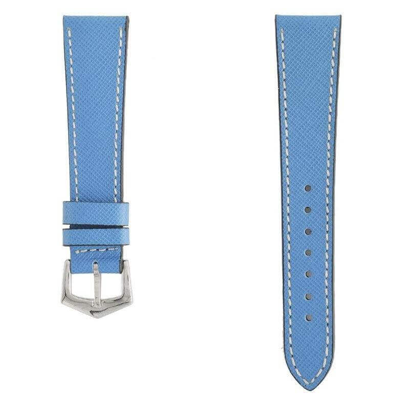 Apple Watch Leather Band ™ Light Blue Saffiano Ecru Stitches