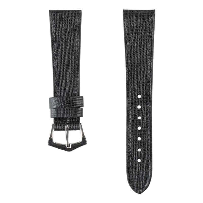 Black Saffiano Leather Watch Strap Tone Stitches